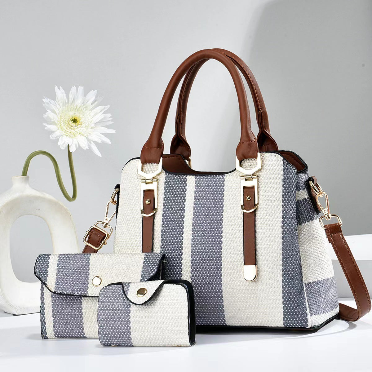 LoomTech™ Canvas Contrast-Color Crossbody Handbag – Large Capacity Mother & Son Set