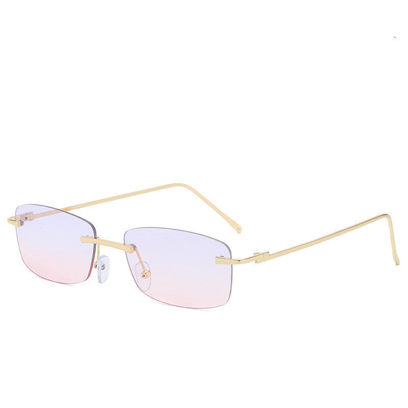 LoomTech™ Ocean Lens Rimless Sunglasses – UV400 Cut-Edge Metal Frame Fashion Eyewear