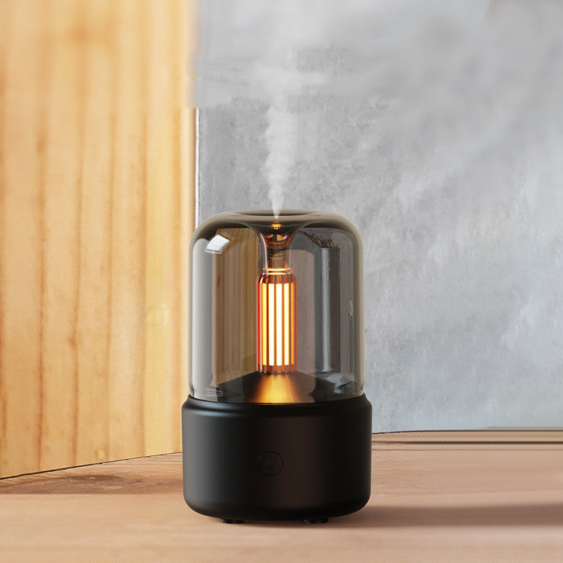 LoomTech™ Candlelight Aroma Diffuser – 120ml USB Humidifier with LED Night Light & Essential Oil Mist Maker