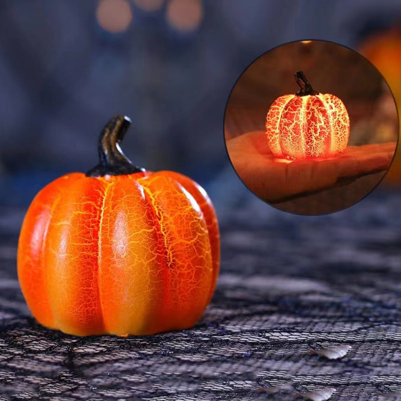 LoomTech™ Halloween Pumpkin LED Lantern – Realistic Resin Candle Lamp for Party & Home Decoration