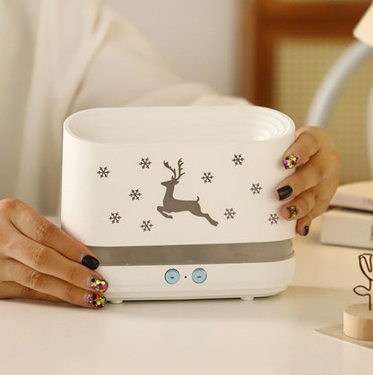 LoomTech™ Elk Flame Aroma Diffuser – USB Quiet Humidifier & Night Light Lamp for Christmas Home Décor