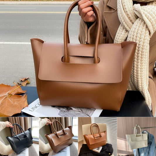 LoomTech™ Women’s Retro PU Leather Shoulder Bag – Large Capacity Solid-Color Tote Handbag