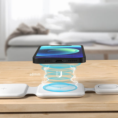 LoomTech™ 3-in-1 Magnetic Foldable Wireless Charging Station – 15W Fast Charger for iPhone, AirPods & Smartwatch (FD-308)