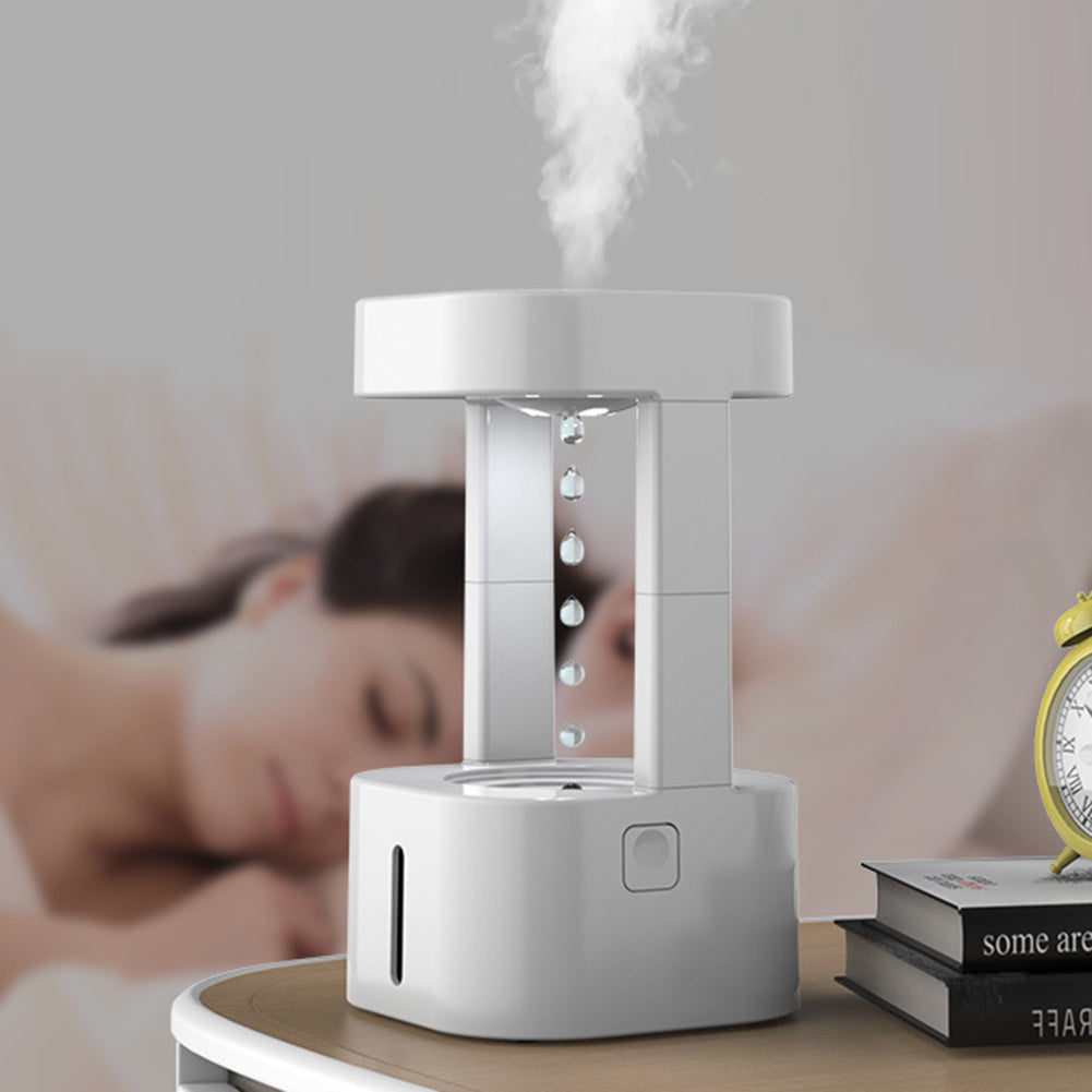 LoomTech™ Anti-Gravity Water Drop Humidifier – 580ml Quiet Mist Diffuser with LED Flow Effect for Home & Office
