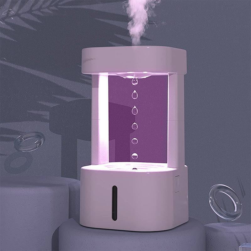 LoomTech™ Anti-Gravity Water Drop Humidifier – 580ml Quiet Mist Diffuser with LED Flow Effect for Home & Office
