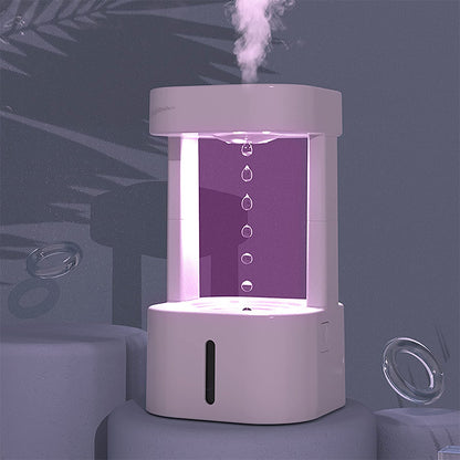 LoomTech™ Anti-Gravity Water Drop Humidifier – 580ml Quiet Mist Diffuser with LED Flow Effect for Home & Office