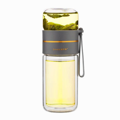 LoomTech Glass Tea Infuser Bottle – Double Wall Leakproof Water Bottle