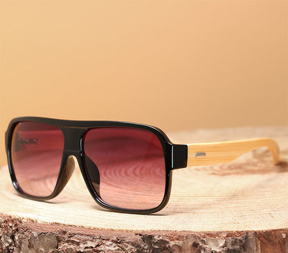 Loom & Soul Wooden Square Sunglasses – UV Protection Retro Eco-Friendly Shades for Men & Women