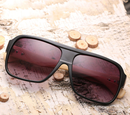 Loom & Soul Wooden Square Sunglasses – UV Protection Retro Eco-Friendly Shades for Men & Women