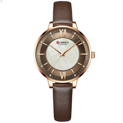 LoomTech RoseBelle™ — Women’s Casual Quartz Watch with Genuine Leather Strap & 10M Water Resistance