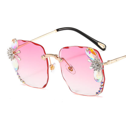 LoomTech™ Rhinestone Frameless Sunglasses – Luxury Gradient UV400 Fashion Eyewear for Women