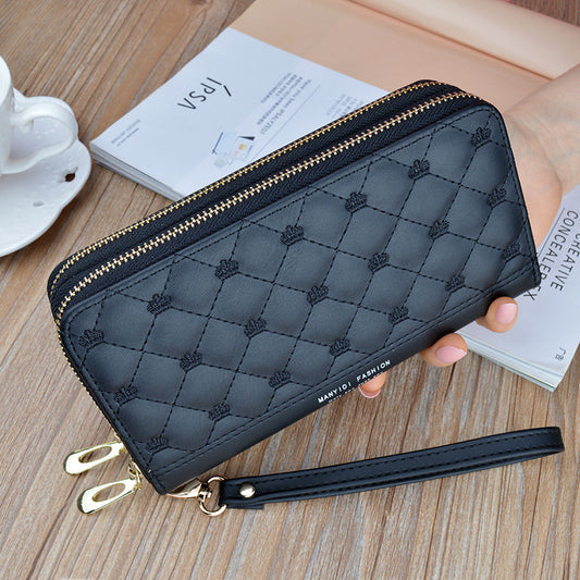 LoomTech™ Women’s Long Double-Zipper PU Leather Purse – Elegant Shoulder & Handbag Wallet