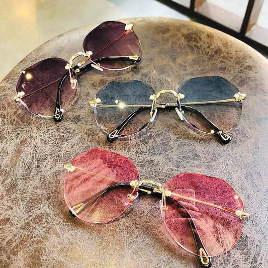 LoomTech™ Polygonal Rimless Sunglasses – Luxury Metal Frame UV-Protective Eyewear for Women