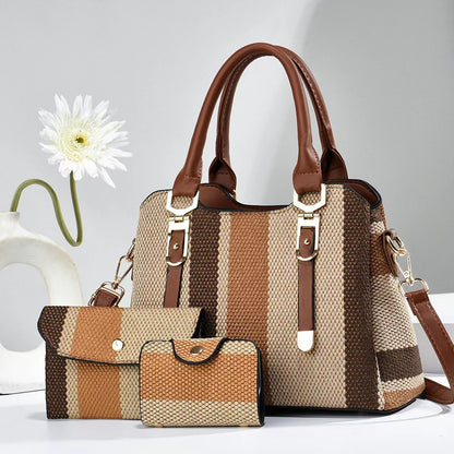 LoomTech™ Canvas Contrast-Color Crossbody Handbag – Large Capacity Mother & Son Set