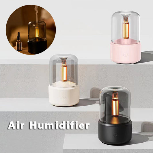 LoomTech™ Candlelight Aroma Diffuser – 120ml USB Humidifier with LED Night Light & Essential Oil Mist Maker