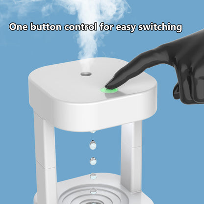 LoomTech™ Anti-Gravity Water Drop Humidifier – 580ml Quiet Mist Diffuser with LED Flow Effect for Home & Office