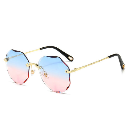 LoomTech™ Polygonal Rimless Sunglasses – Luxury Metal Frame UV-Protective Eyewear for Women