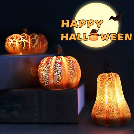LoomTech™ Halloween Pumpkin LED Lantern – Realistic Resin Candle Lamp for Party & Home Decoration