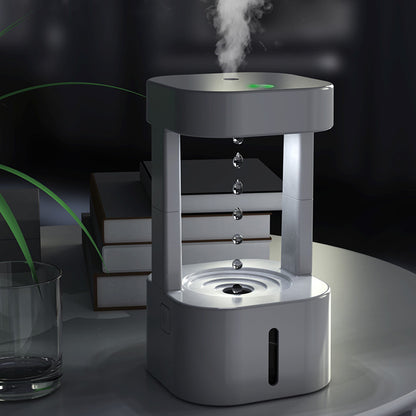 LoomTech™ Anti-Gravity Water Drop Humidifier – 580ml Quiet Mist Diffuser with LED Flow Effect for Home & Office