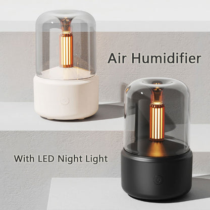 LoomTech™ Candlelight Aroma Diffuser – 120ml USB Humidifier with LED Night Light & Essential Oil Mist Maker