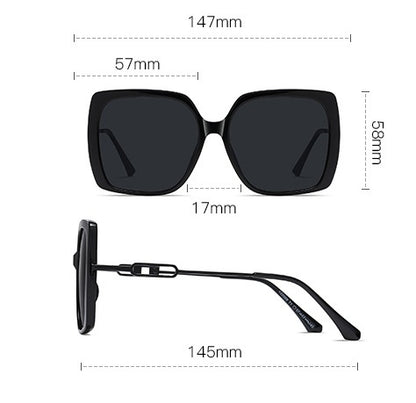 LoomTech™ Large Square Polarized Sunglasses – Fashion Metal Frame UV400 Eyewear for Women