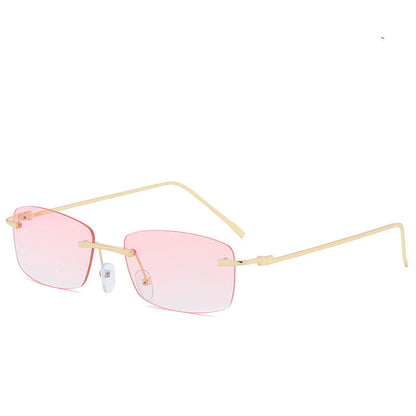 LoomTech™ Ocean Lens Rimless Sunglasses – UV400 Cut-Edge Metal Frame Fashion Eyewear