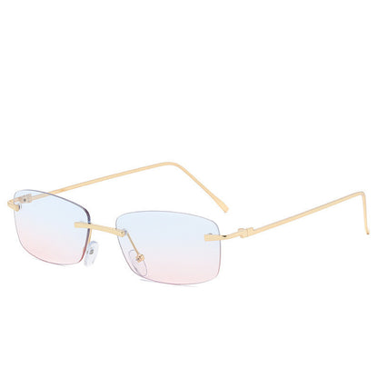 LoomTech™ Ocean Lens Rimless Sunglasses – UV400 Cut-Edge Metal Frame Fashion Eyewear