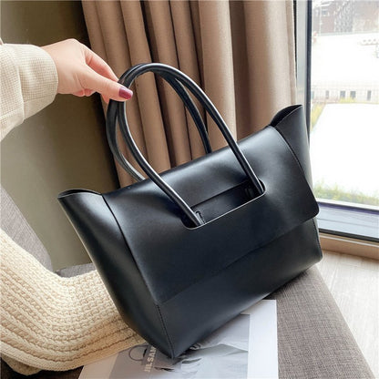 LoomTech™ Women’s Retro PU Leather Shoulder Bag – Large Capacity Solid-Color Tote Handbag