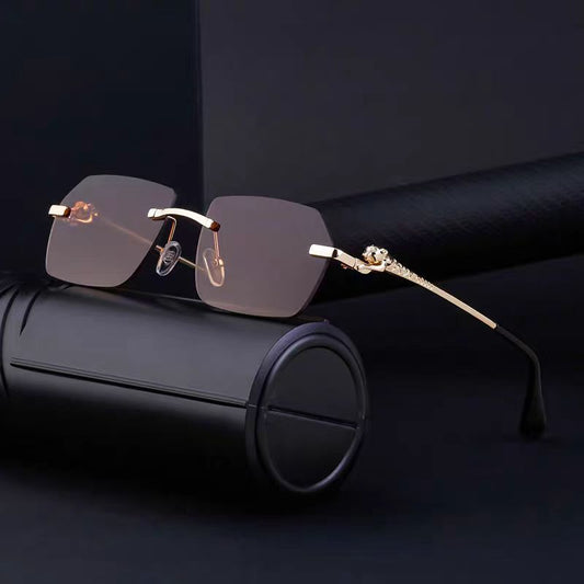 LoomTech™ Leopard Frameless Sunglasses – Unisex Trimming UV400 Fashion Eyewear for Travel & Street Style