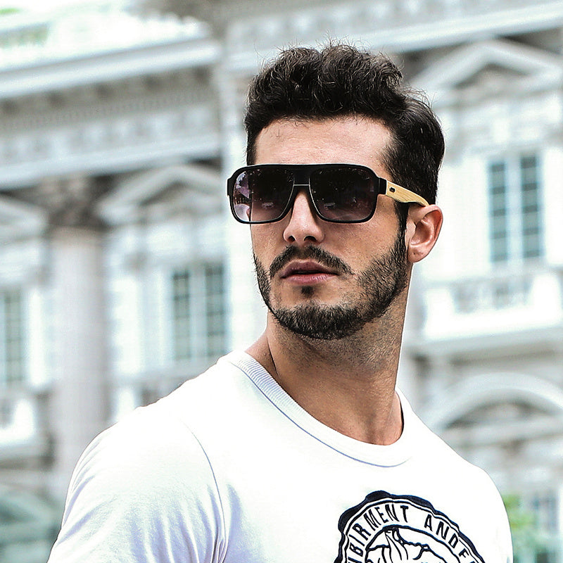 Loom & Soul Wooden Square Sunglasses – UV Protection Retro Eco-Friendly Shades for Men & Women