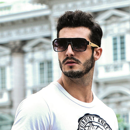 Loom & Soul Wooden Square Sunglasses – UV Protection Retro Eco-Friendly Shades for Men & Women