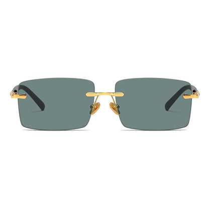 LoomTech™ Crystal Rimless Sunglasses – Luxury Alloy Square Frame UV400 Eyewear for Men & Women