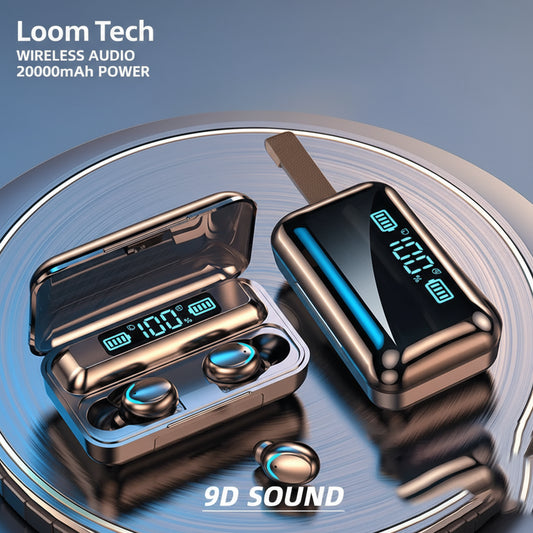 LoomTech F9-5 Wireless Earbuds – Bluetooth 5.3 Hi-Fi Stereo Headphones with Mic & Waterproof Design