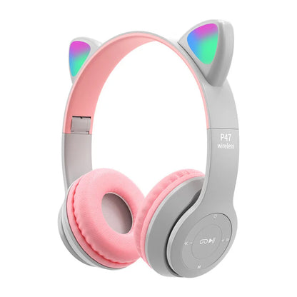 LoomTech Cat Ear Wireless Headphones – Bluetooth Over-Ear Stereo Headset with LED Lights & Deep Bass