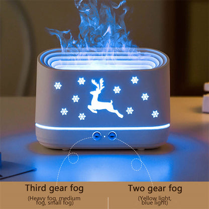 LoomTech™ Elk Flame Aroma Diffuser – USB Quiet Humidifier & Night Light Lamp for Christmas Home Décor