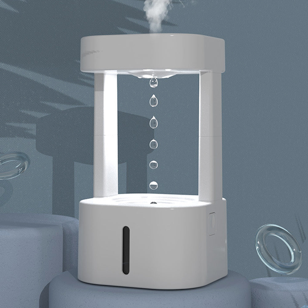 LoomTech™ Anti-Gravity Water Drop Humidifier – 580ml Quiet Mist Diffuser with LED Flow Effect for Home & Office