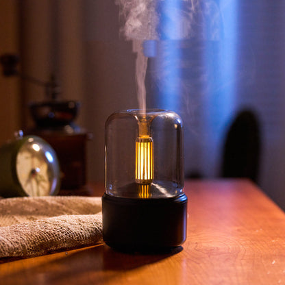 LoomTech™ Candlelight Aroma Diffuser – 120ml USB Humidifier with LED Night Light & Essential Oil Mist Maker