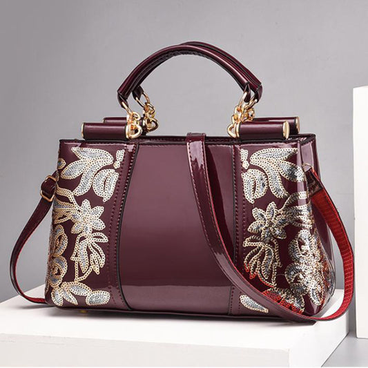 LoomTech™ Sequin Embroidered Handbag – Luxury PU Leather Party & Bridal Shoulder Bag for Women